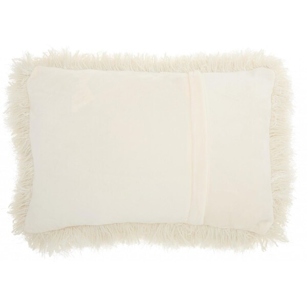 Homeroots 14 x 20 in. Cream Super Shaggy Throw Pillow - 386408