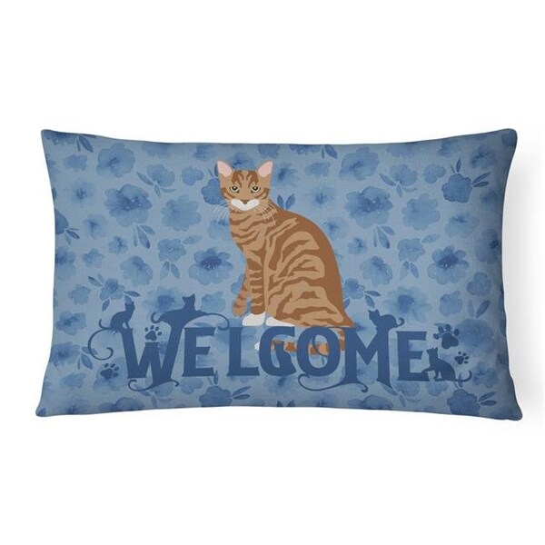Carolines Treasures Carolines Treasures CK5072PW1216 12 x 3 x 16 in. Toyger Cat Welcome Canvas Fabric Decorative Pillow - CK5072PW1216