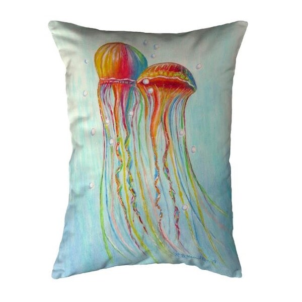 Betsy Drake Betsy Drake KS1095 11 x 14 in. Colorful Jellyfish Non-Corded Indoor & Outdoor Pillow - KS1095