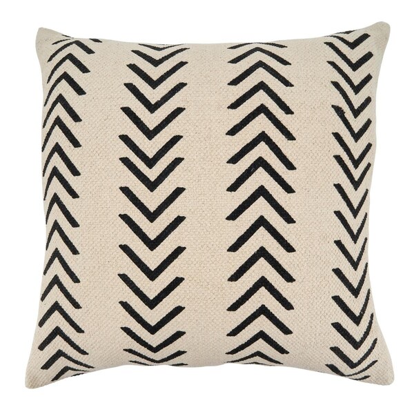 Rlm Distribution SARO  22 in. Square Down Filled Throw Pillow with Natural Chevron Design - HO3751643