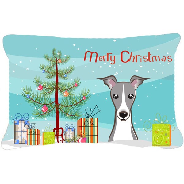 Carolines Treasures Christmas Tree & Italian Greyhound Fabric Decorative Pillow - CA78558
