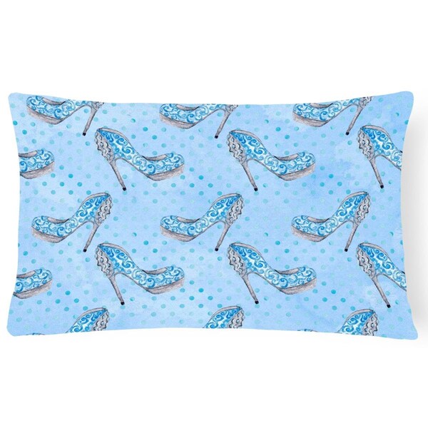 Jensendistributionservices Watercolor Cinderella Shoe in Blue Canvas Fabric Decorative Pillow, 12 x 16 in. - MI2551109