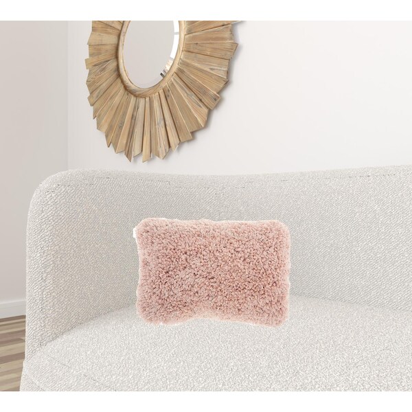 Homeroots 14 x 20 in. Mauve Knubby Plush Lumbar Throw Pillow - 386398