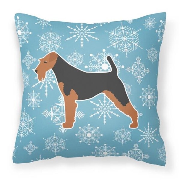 Carolines Treasures Carolines Treasures BB3557PW1818 Winter Snowflake Airedale Terrier Fabric Decorative Pillow - BB3557PW1818