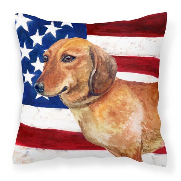 Carolines Treasures Carolines Treasures BB9652PW1414 Dachshund Patriotic Fabric Decorative Pillow - BB9652PW1414