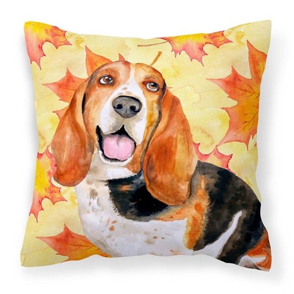 Carolines Treasures Carolines Treasures BB9965PW1414 Basset Hound Fall Fabric Decorative Pillow - BB9965PW1414