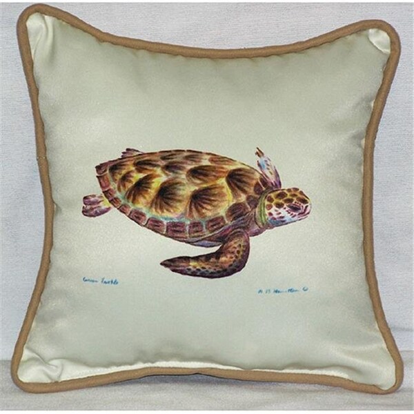 Betsy Drake Betsy Drake SN044 Green Sea Turtle Small Outdoor-Indoor Pillow 12"x12" - SN044