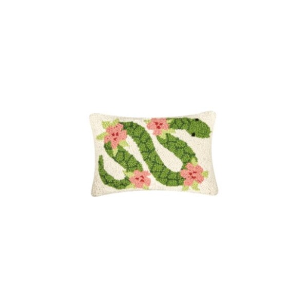 Peking Handicraft 8 x 12 in. Floral Snake Polyester Filler Hook Pillow, 3PK - 30TG962C12OB