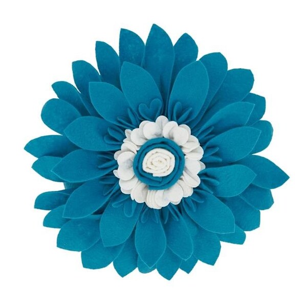 Saro Saro FT123.TE13R 13 in. Felt Flower Round Throw Pillow with Poly Filling - FT123.TE13R