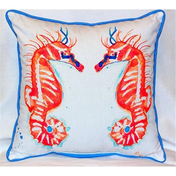 Betsy Drake Betsy Drake HJ100 Coral Sea Horses Large Indoor-Outdoor Pillow 18 in. x 18 in. - HJ100