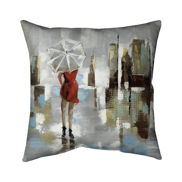 Begin Home Decor 26 x 26 in. Red Dress Woman-Double Sided Print Indoor Pillow - 5541-2626-CI20
