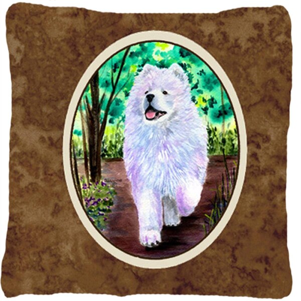 Carolines Treasures Samoyed Indoor and Outdoor Decorative Fabric Pillow - 14 x 14 in. - SS8458PW1414