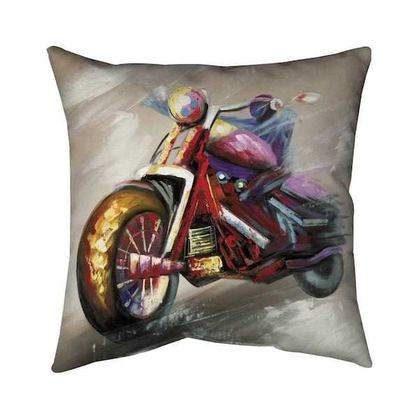 Begin Home Decor 20 x 20 in. Abstract Motorcycle-Double Sided Print Indoor Pillow - 5541-2020-TR10