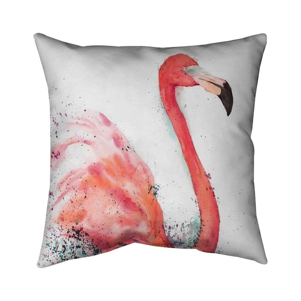Fondo 26 x 26 in. Splashing Flamingo-Double Sided Print Indoor Pillow - FO2795946