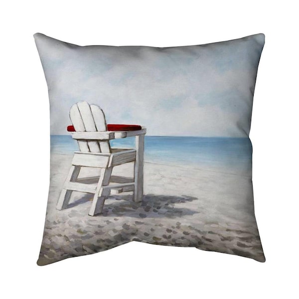 Fondo 20 x 20 in. White Beach Chair-Double Sided Print Indoor Pillow - FO2773628