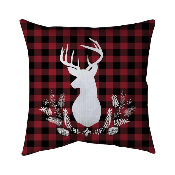Fondo 26 x 26 in. Deer Plaid-Double Sided Print Indoor Pillow - FO3338140