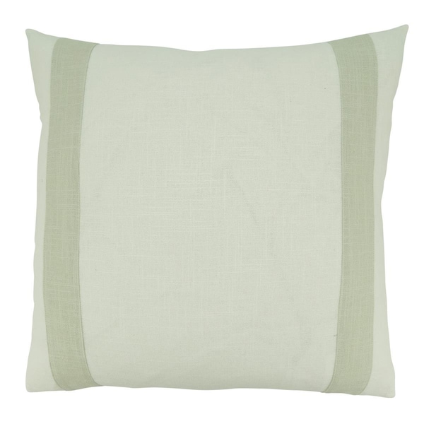 Rlm Distribution 20 in. Banded Throw Square Pillow with Poly Filling Ivory - HO3202266