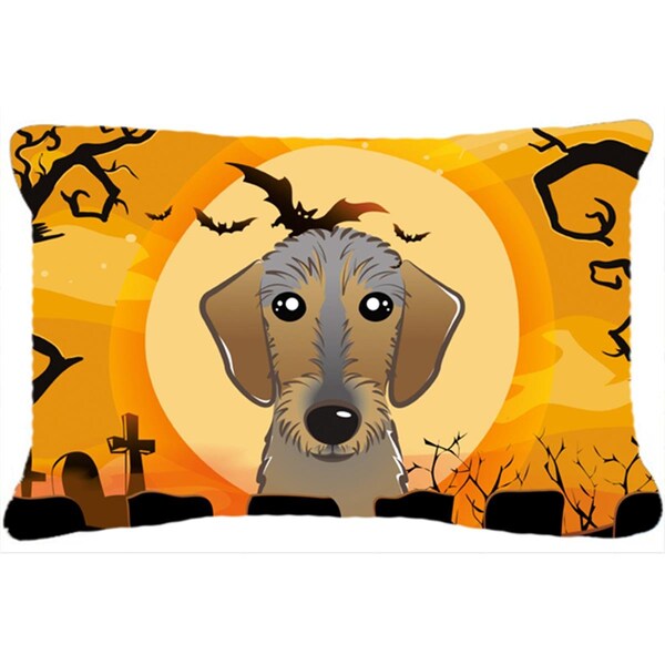 Carolines Treasures Halloween Wirehaired Dachshund Fabric Decorative Pillow - BB1791PW1216