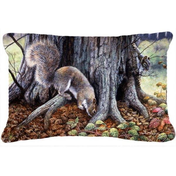 Carolines Treasures Carolines Treasures BDBA0260PW1216 Grey Squirrels Around the Tree Fabric Decorative Pillow - BDBA0260PW1216
