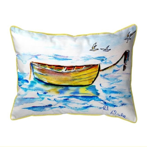 Betsy Drake Betsy Drake SN830 11 x 14 in. Yellow Row Boat Small Outdoor Pillow - SN830