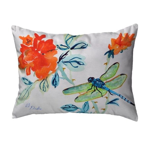 Betsy Drake Betsy Drake KS1046 11 x 14 in. Dragonfly & Red Flower Non-Corded Indoor & Outdoor Pillow - KS1046