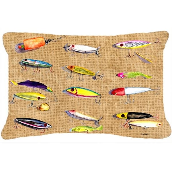Carolines Treasures Carolines Treasures 8796PW1216 12 x 16 In. Fishing Lures Indoor & Outdoor Fabric Decorative Pillow - 8796PW1216