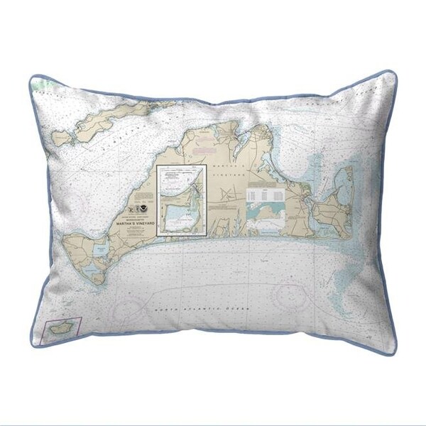 Betsy Drake Betsy Drake SN13233 11 x 14 in. Marthas Vineyard; MA Nautical Map Small Corded Indoor & Outdoor Pillow - SN13233