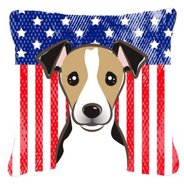Carolines Treasures Carolines Treasures BB2191PW1818 American Flag & Jack Russell Terrier Fabric Decorative Pillow; 18 x 3 x 18 in. - BB2191PW1818