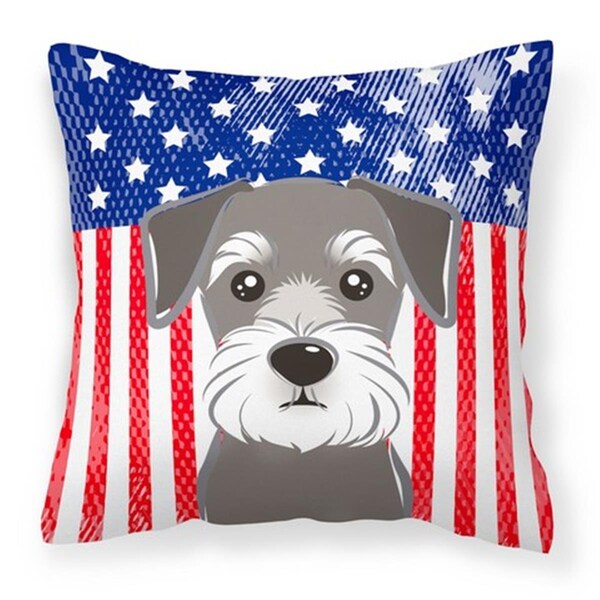 Jensendistributionservices American Flag & Schnauzer Fabric Decorative Pillow, 14 x 3 x 14 in. - MI2557941