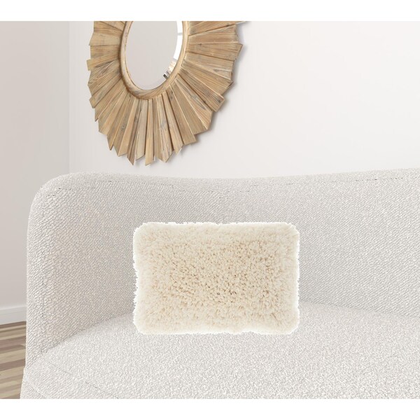 Homeroots 14 x 20 in. Cream Kubby Plush Lumbar Throw Pillow - 386394