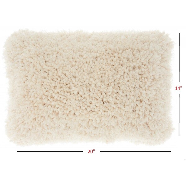 Homeroots 14 x 20 in. Cream Kubby Plush Lumbar Throw Pillow - 386394