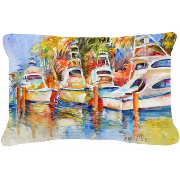 Carolines Treasures Carolines Treasures JMK1052PW1216 Deep Sea Fishing Boats At The Dock Canvas Fabric Decorative Pillow - JMK1052PW1216