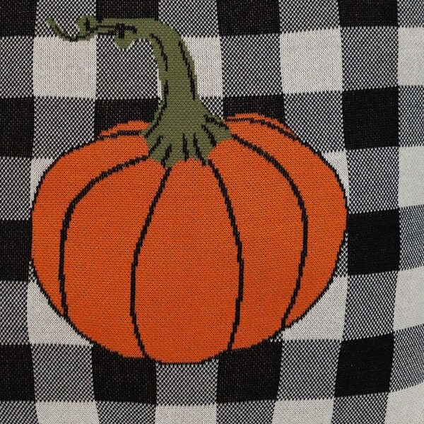 Homeroots 20 x 20 x 4 in. Black, White & Orange Buffalo Check Pumpkin Throw Pillow - 383149