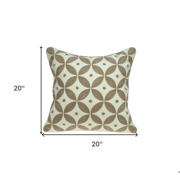 Homeroots 20 x 7 x 20 in. Transitional Beige & White Accent Pillow Cover with Poly Insert - 334127