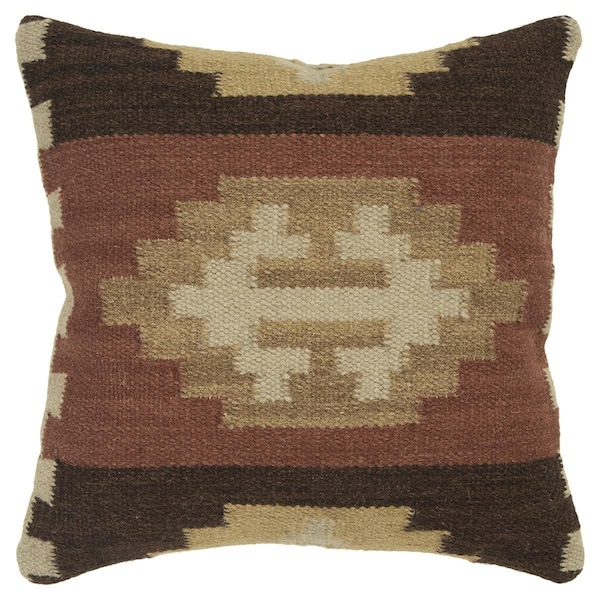 Homeroots Brown & Beige Tribal Down Filled Throw Pillow Multi & Earth Tones - 403158