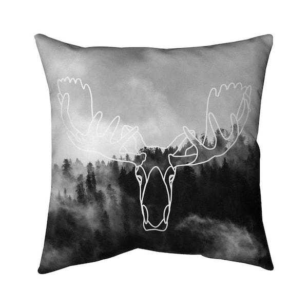 Fondo 26 x 26 in. Minimalist Moose Head-Double Sided Print Indoor Pillow - FO2798625
