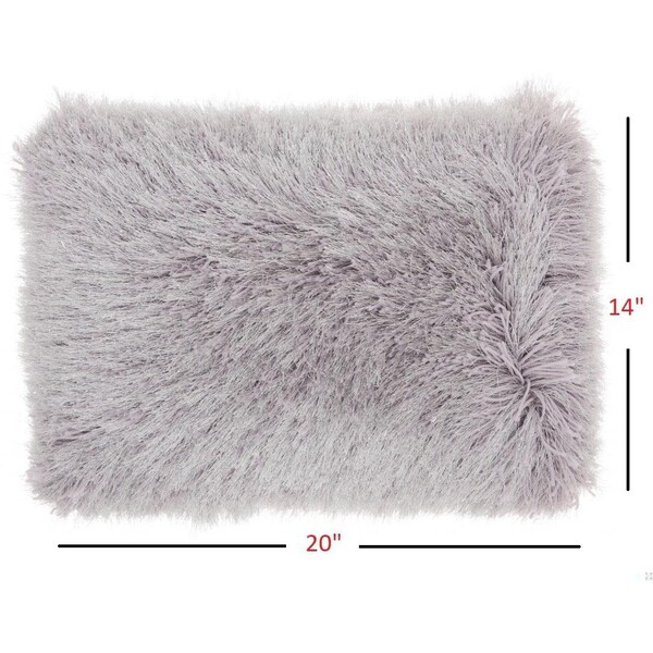 Homeroots 14 x 20 in. Pale Gray Super Shaggy Throw Pillow - 386411