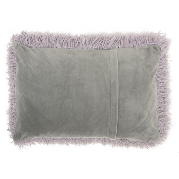 Homeroots 14 x 20 in. Pale Gray Super Shaggy Throw Pillow - 386411