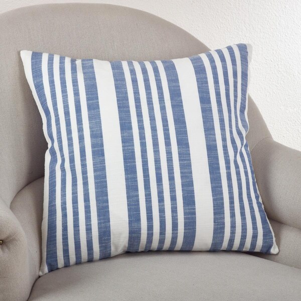 Rlm Distribution SARO  20 in. Square Coastal Stripe Down Filled Throw Pillow  French Blue - HO2657491