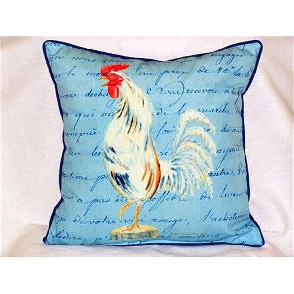 Betsy Drake Betsy Drake HJ133B White Rooster Script Large Indoor & Outdoor Pillow 18 x 18 - HJ133B