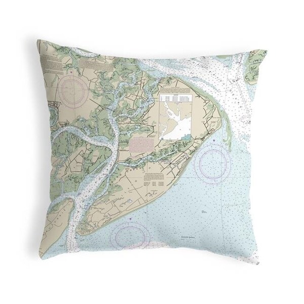 Betsy Drake Betsy Drake NC11516 18 x 18 in. Hilton Head; SC Nautical Map Noncorded Indoor & Outdoor Pillow - NC11516