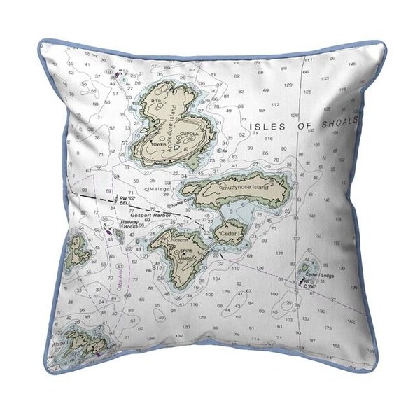 Betsy Drake Betsy Drake SN13283IS 12 x 12 in. Isle of Shoals; NH Nautical Map Small Corded Indoor & Outdoor Pillow - SN13283IS