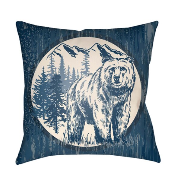 Artistic Weavers Lodge Cabin Bear Poly Filled Pillow - Navy & Beige - 16 x 16 in. - LGCB2012-1616