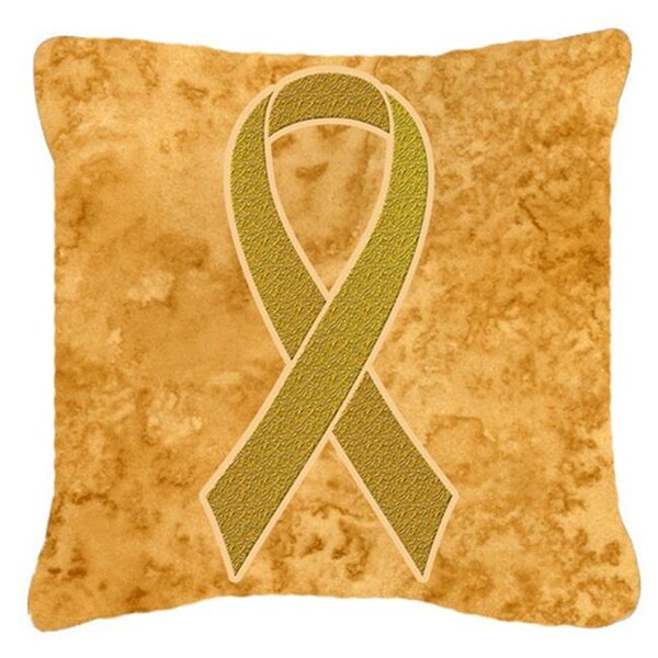 Carolines Treasures Carolines Treasures AN1209PW1414 14 x 14 In. Gold Ribbon for Childhood Cancers Awareness Indoor & Outdoor Fabric Decorative Pillow - AN1209PW1414