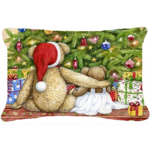 Carolines Treasures Carolines Treasures CDCO0415PW1216 Christmas Teddy Bears with Tree Fabric Decorative Pillow - CDCO0415PW1216