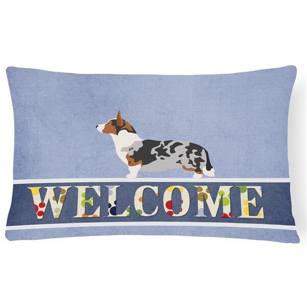 Carolines Treasures Carolines Treasures BB8313PW1216 Welsh Corgi Cardigan Welcome Canvas Fabric Decorative Pillow - BB8313PW1216