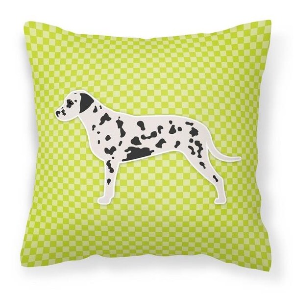 Carolines Treasures Carolines Treasures BB3783PW1414 Dalmatian Checkerboard Green Fabric Decorative Pillow - BB3783PW1414