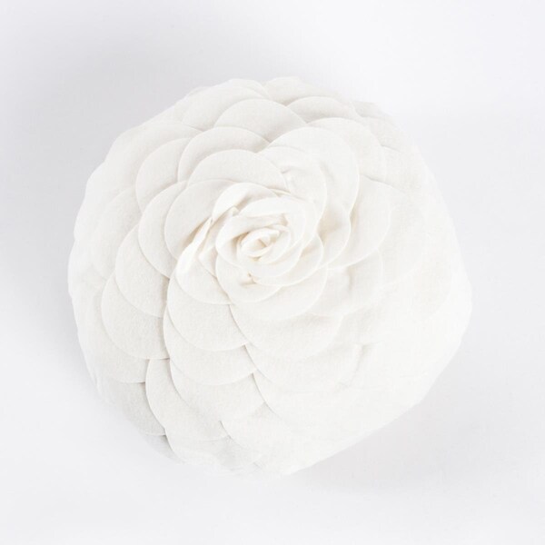Rlm Distribution 16 in. Rose Flower Design Poly Filled Throw Pillow, Ivory - HO3189418