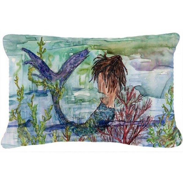 Carolines Treasures Carolines Treasures 8973PW1216 Brunette Mermaid Coral Fantasy Fabric Decorative Pillow - 8973PW1216