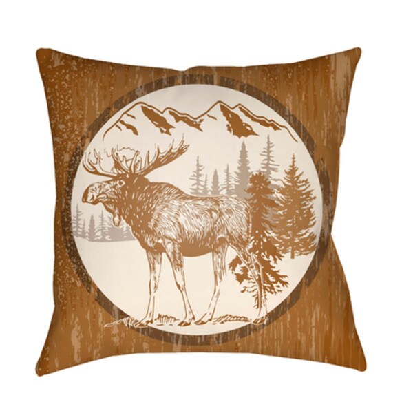 Artistic Weavers Lodge Cabin Moose Poly Filled Pillow - Tan & Beige - 16 x 16 in. - LGCB2020-1616